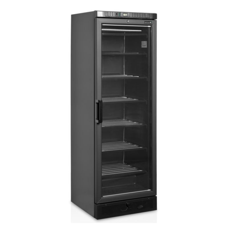 Statinė šaldiklio vitrina su stiklinėmis durimis juoda - 270 L TEFCOLD | Išvengta kondensacijos, LED apšvietimas, kontroliuojama