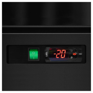 TEFCOLD Juodas šaldiklio vitrinas - 1 stiklinės durys - 390L: Optimalus šaldytų produktų pristatymas ir mažas energijos suvartoj