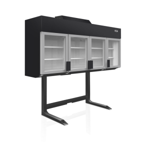 Profesionalus juodas sieninis šaldiklis 650L TEFCOLD - 4 stiklinės durys