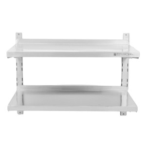Etagère Murale en Inox sur Crémaillères 2 Niveaux - L 800 x P 400 mm - Dynasteel