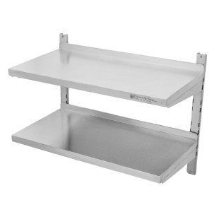 Etagère Murale en Inox sur Crémaillères 2 Niveaux - L 800 x P 400 mm - Dynasteel