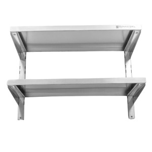 Etagère Murale en Inox sur Crémaillères 2 Niveaux - L 800 x P 400 mm - Dynasteel