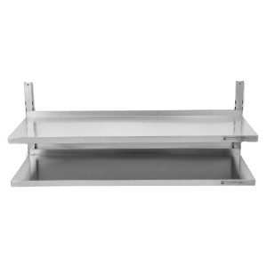 Etagère Murale en Inox sur Crémaillères 2 Niveaux - L 1200 x P 400 mm - Dynasteel