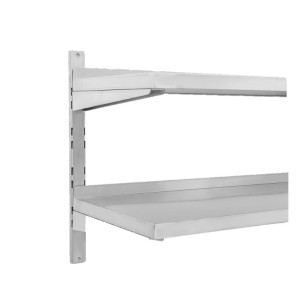 Etagère Murale en Inox sur Crémaillères 2 Niveaux - L 1200 x P 400 mm - Dynasteel