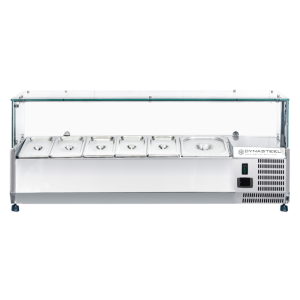 Saladette Šaldytuvas su stiklu 6 x GN 1/4 Dynasteel: Optimalus organizavimas virtuvėje