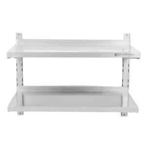 Etagère Murale en Inox sur Crémaillères 2 Niveaux - L 1200 x P 400 mm - Dynasteel