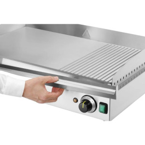 Profesionali HENDI grilio plokštė | Su grioveliais ir lygi - Nerūdijantis plienas