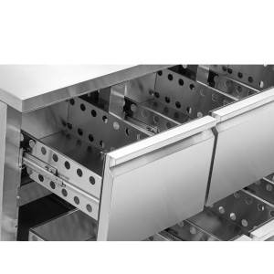 Teigiama šaldymo stalas su atlošu - 6 stalčiai - Dynasteel