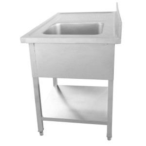 Plienas su indaplovės skyriumi, sienele ir lentyna - 1200 x 700 - Lašėjimo padėklas kairėje - Dynasteel