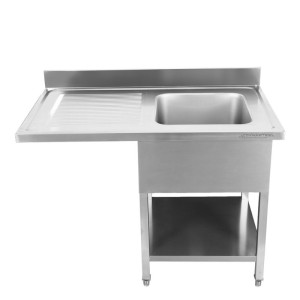 Plienas su indaplovės skyriumi, sienele ir lentyna - 1200 x 700 - Lašėjimo padėklas kairėje - Dynasteel