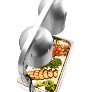 Sidabrinis šildomasis stovas su 2 infraraudonųjų lempų.