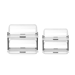 Stiklinė stačiakampio formos su slankiojančiomis dangčiais - 2 lentynos - 465 x 310 mm