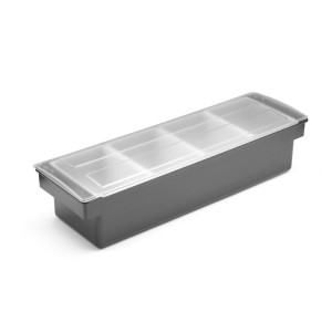 Ingridientų dėžutė - 4 skyriai juodi ABS - HENDI