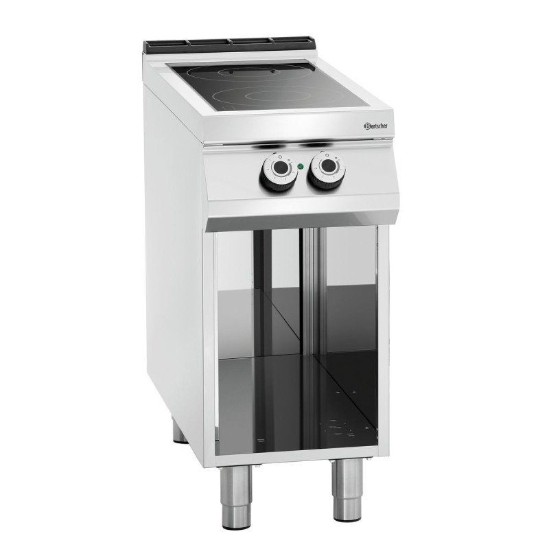Dujinis stiklo keramikos viryklės 2 spinduliuojančios zonos - atviras apatinis dalis, Bartscher prekės ženklo.