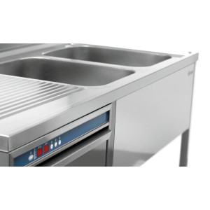 Plūduriuojantis skalbykla 700 - 2 kriauklės ir nutekėjimas kairėje