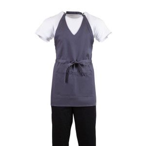 Padėjėjo prijuostė V formos pilkas antracitas iš polikotono 838 x 698 mm - Whites Chefs Clothing - Fourniresto