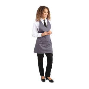 Padėjėjo prijuostė V formos pilkas antracitas iš polikotono 838 x 698 mm - Whites Chefs Clothing - Fourniresto