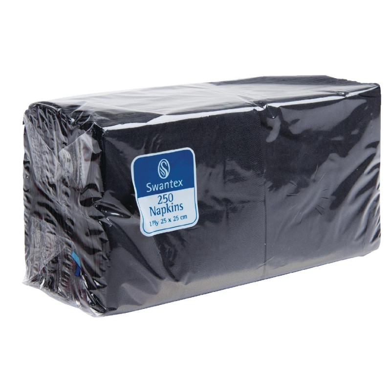 Kokteilių servetėlės juodos 2 sluoksniai 250 x 250 mm - 2000 vnt. rinkinys - FourniResto - Fourniresto