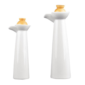 Alyvuogių aliejaus ir balzamiko acto butelis su mediniu laikikliu ir kamščiais - Olympia - Fourniresto