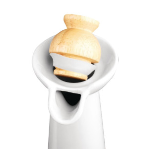 Alyvuogių aliejaus ir balzamiko acto butelis su mediniu laikikliu ir kamščiais - Olympia - Fourniresto