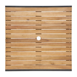 Kvadratinis plieninis ir akacijos stalas 80 cm - Bolero - Fourniresto