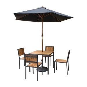 Kvadratinis plieninis ir akacijos stalas 80 cm - Bolero - Fourniresto