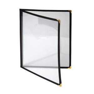 Apsaugokite Amerikos stiliaus A4 dydžio meniu, keturių puslapių, juoda spalva - Olympia - Fourniresto