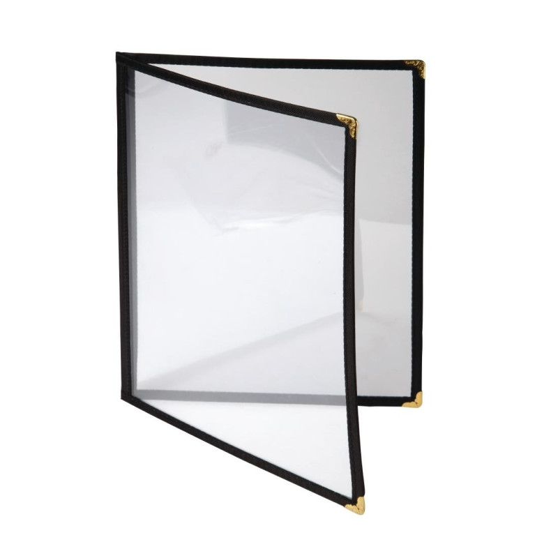 Apsaugokite Amerikos stiliaus A4 dydžio meniu, keturių puslapių, juoda spalva - Olympia - Fourniresto