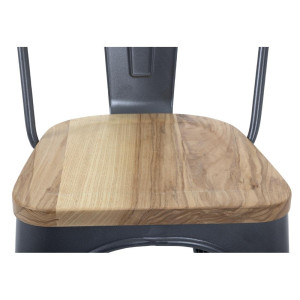 Kėdės iš plieno su medine sėdynė - metalizuotas pilkas - 4 vnt. - Bolero