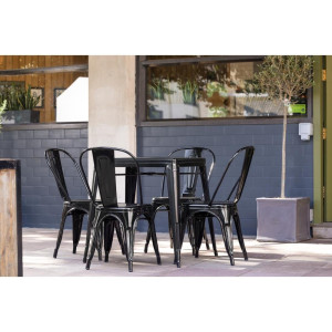 Kvadratinis juodas plieninis bistros stalas - 668 x 668 mm - Bolero