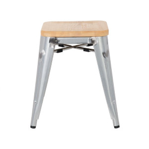 Bistro bar stools with steel base and wooden seat - Set of 4 - Bolero