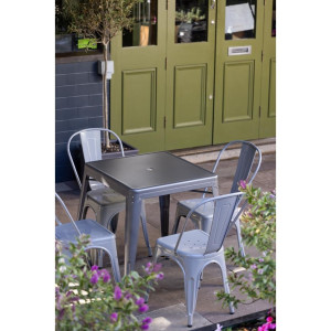 Kvadratinis pilkas metalizuotas plieninis stalas - I 668 x G 668 mm - Bolero