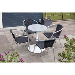 Apskritas šviesiai pilkas aliuminio stalo stalviršis 580 mm Bolero - modernus stilius