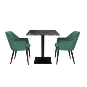 Kvadratinis stalas su juodo akmens efektu - 70 x 70 cm - Bolero