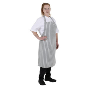 Pilka ir balta dryžuota prijuostė - Whites Chefs Clothing