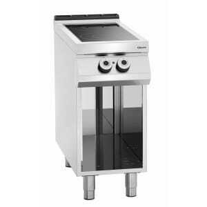 Dujinis stiklo keramikos viryklės 2 spinduliuojančios zonos - atviras apatinis dalis, Bartscher prekės ženklo.