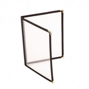 Apsaugokite Amerikos stiliaus A4 dydžio meniu, keturių puslapių, juoda spalva - Olympia - Fourniresto