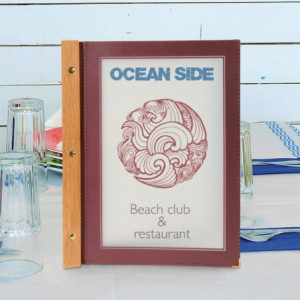 Apsauginis meniu rėmas iš medžio A4 rudas - Securit - Fourniresto