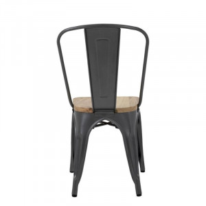 Kėdės iš plieno su medine sėdynė - metalizuotas pilkas - 4 vnt. - Bolero