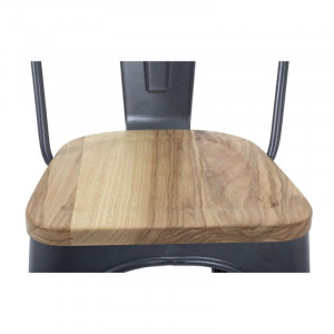 Kėdės iš plieno su medine sėdynė - metalizuotas pilkas - 4 vnt. - Bolero