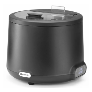 Juodas sriubos puodas UNIQ - 8 L HENDI: aukštos klasės įrankis, skirtas profesionaliai palaikyti šiltas sriubas.